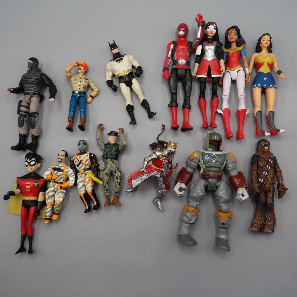 Action Figure Lot 14 Army Men Star Wars DC comic Batman Wonder Women